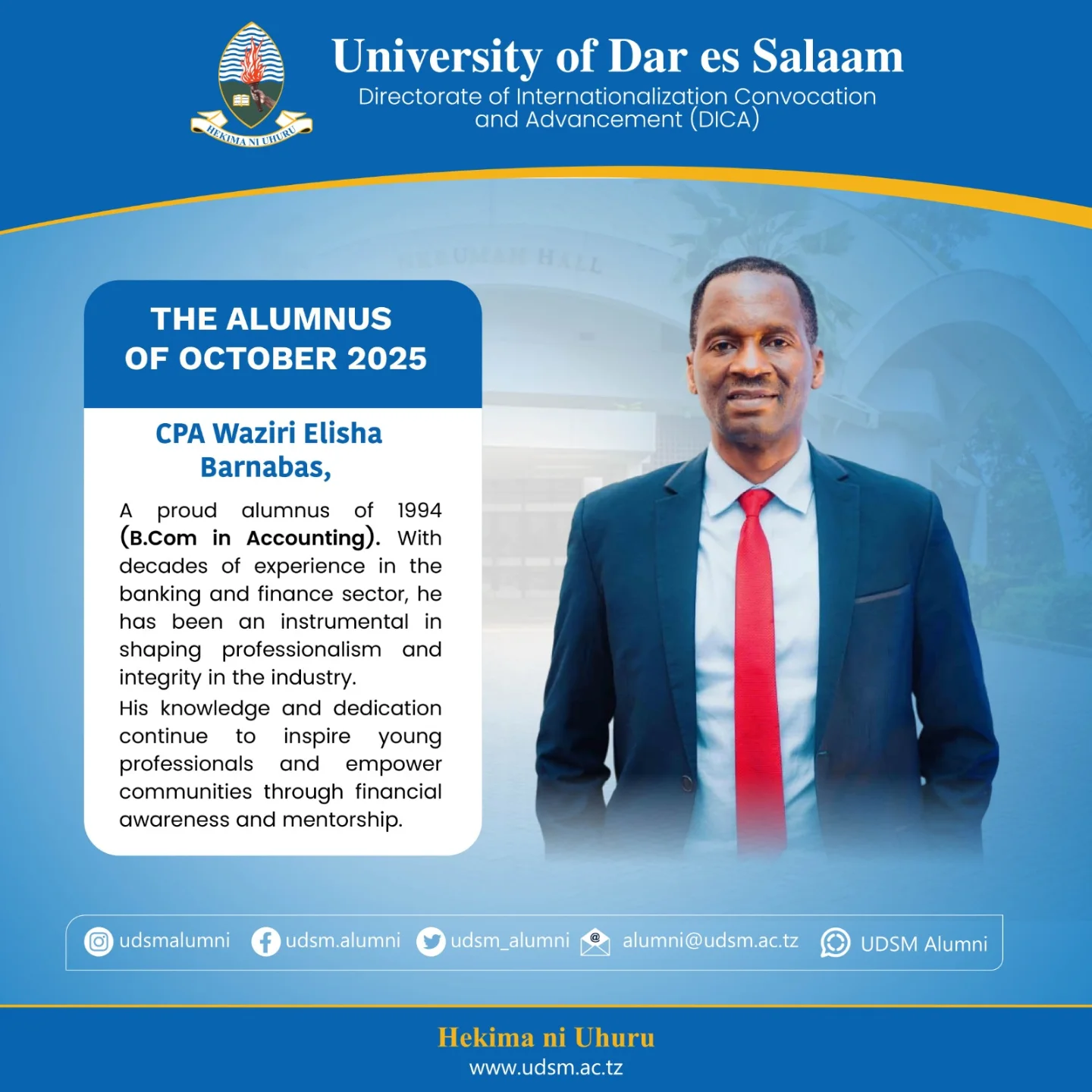 UDSM Alumni of the Month October 2025